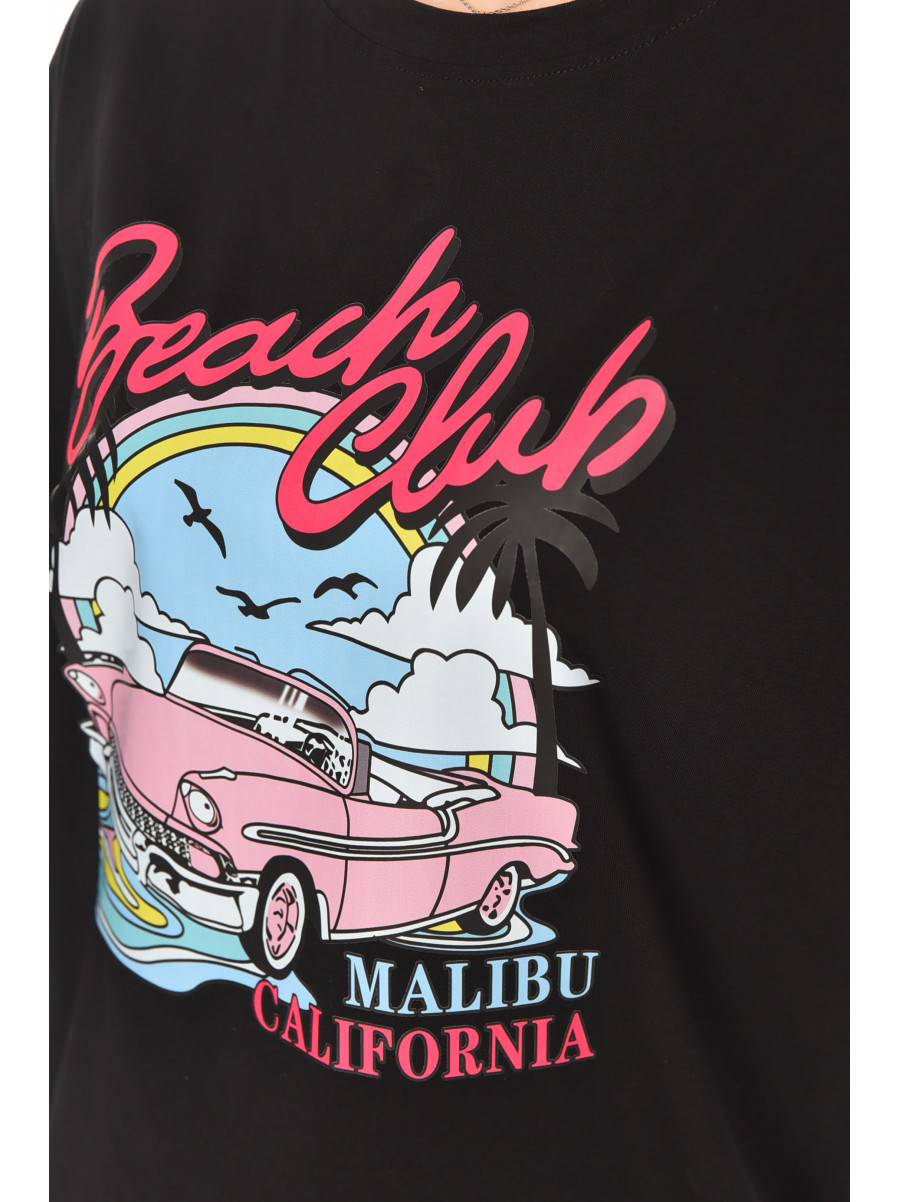 Футболка женская черного цвета с принтом 2505 210433C