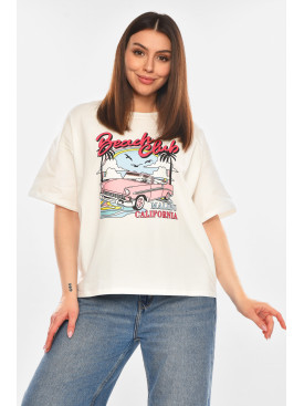 Футболка женская белого цвета с принтом 2505 210434C