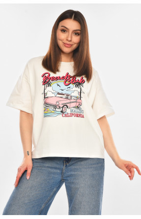 Футболка жіноча білого кольору з принтом 2505 210434C