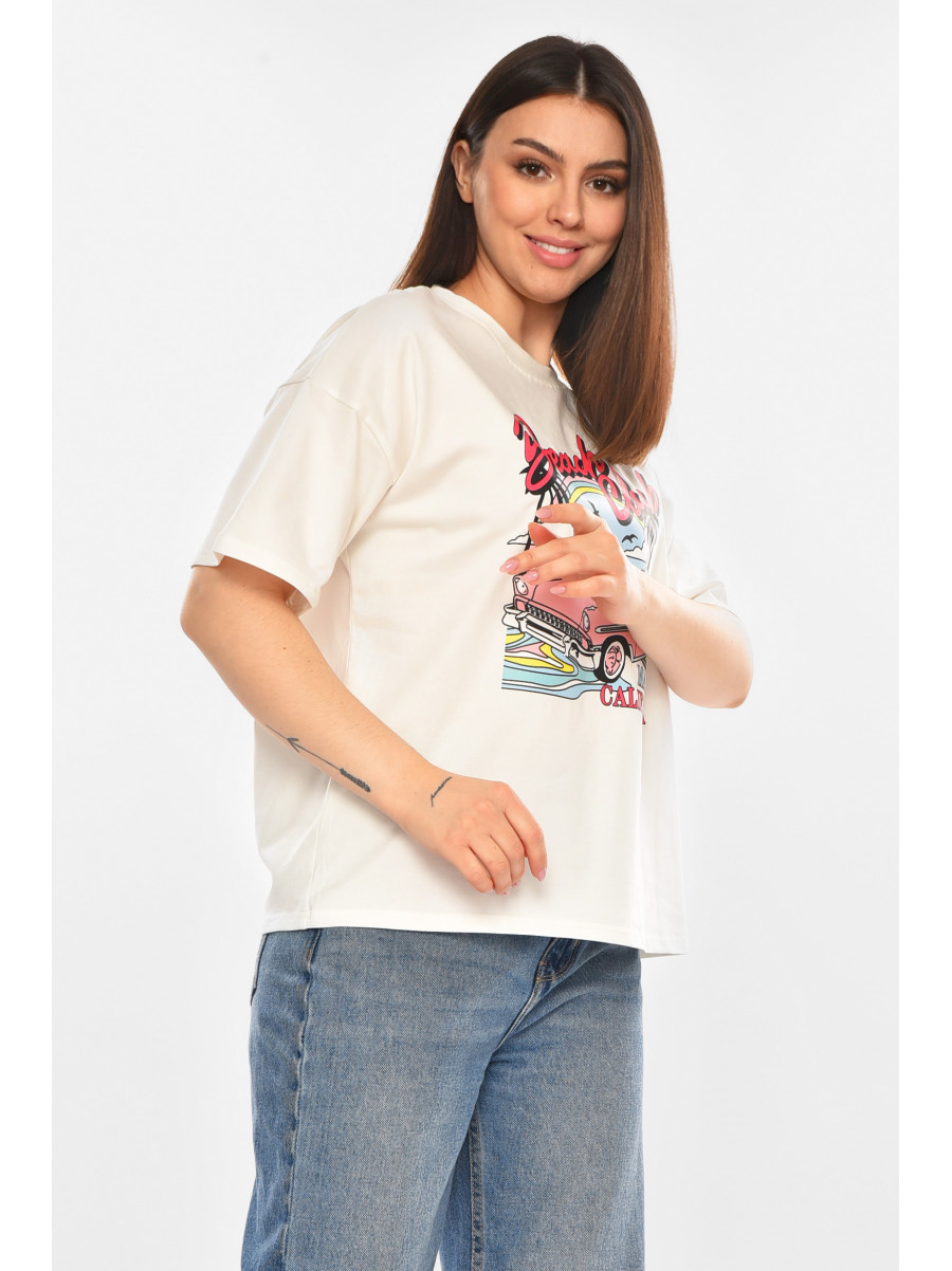 Футболка женская белого цвета с принтом 2505 210434C