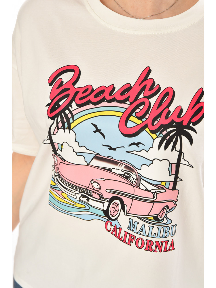 Футболка женская белого цвета с принтом 2505 210434C