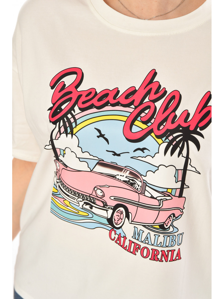 Футболка женская белого цвета с принтом 2505 210434C