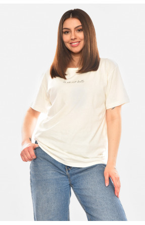 Футболка жіноча молочного кольору з принтом 93128 210435C