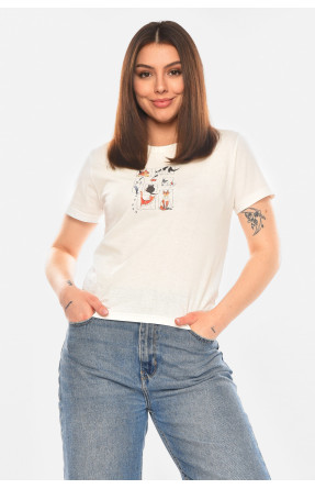 Футболка жіноча білого кольору з принтом 93128 210436C