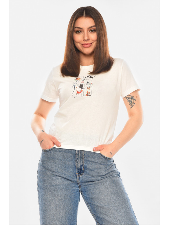 Футболка женская белого цвета с принтом 93128 210436C