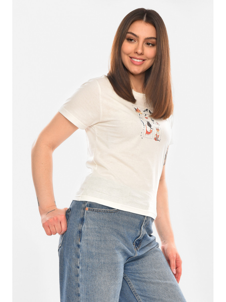 Футболка женская белого цвета с принтом 93128 210436C