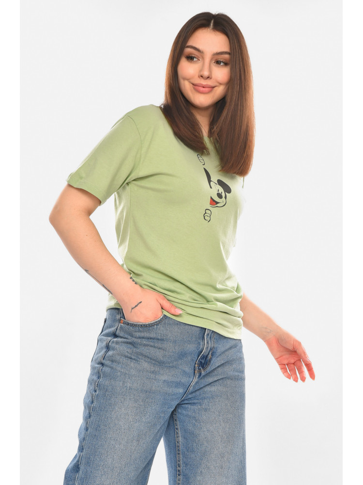Футболка женская мятного цвета с принтом 93128 210437C