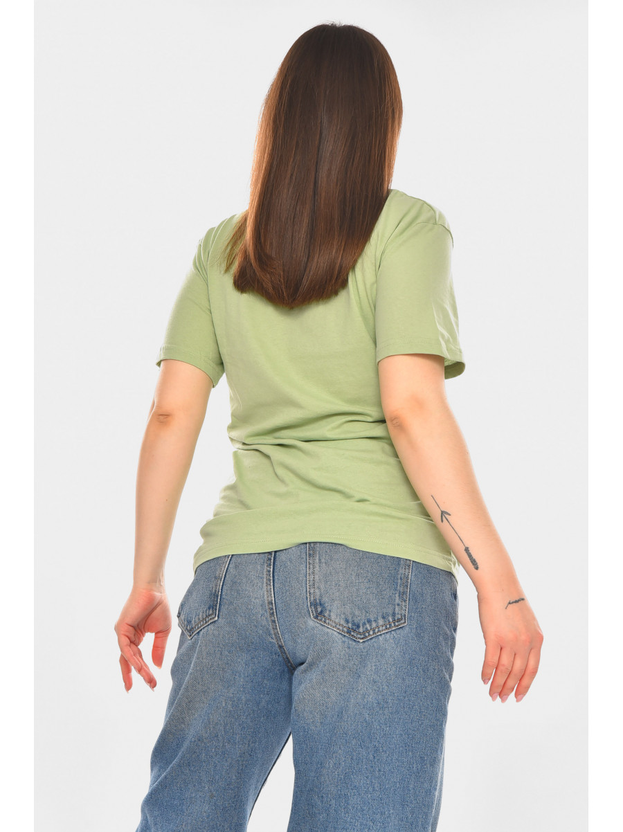 Футболка женская мятного цвета с принтом 93128 210437C