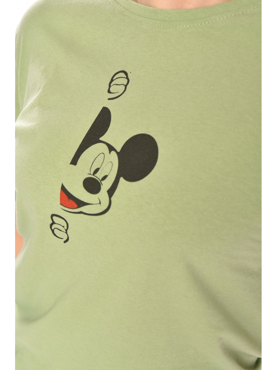 Футболка женская мятного цвета с принтом 93128 210437C