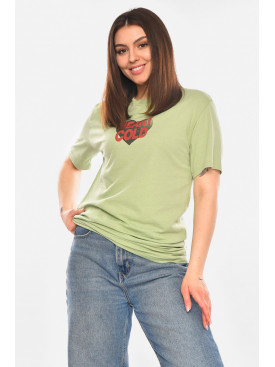 Футболка жіноча м'ятного кольору з принтом 93128 210438C