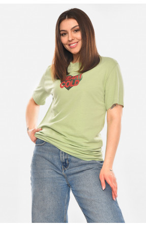 Футболка женская мятного цвета с принтом 93128 210438C