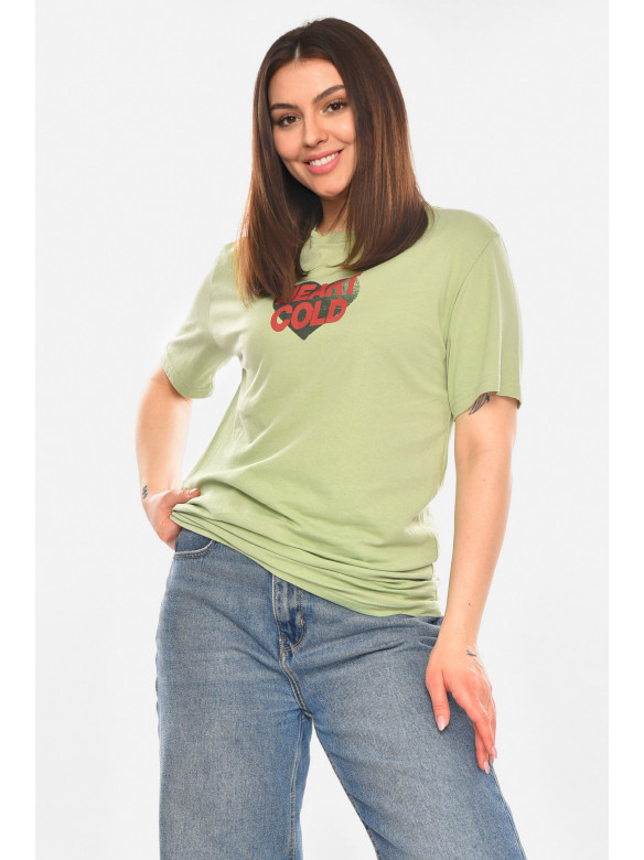 Футболка женская мятного цвета с принтом 93128 210438C