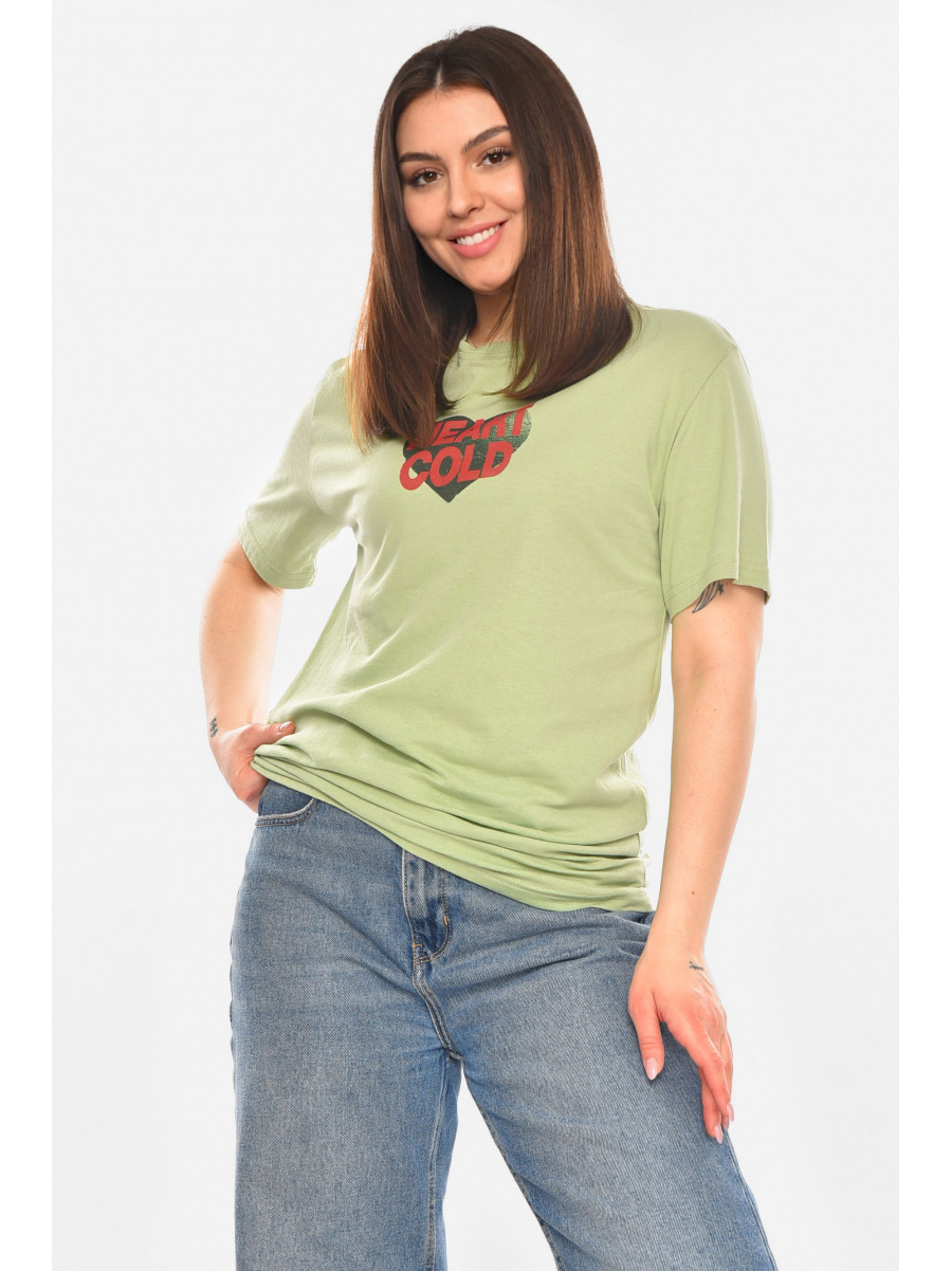 Футболка женская мятного цвета с принтом 93128 210438C