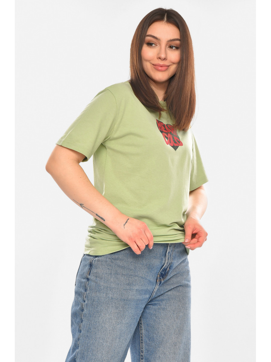Футболка женская мятного цвета с принтом 93128 210438C