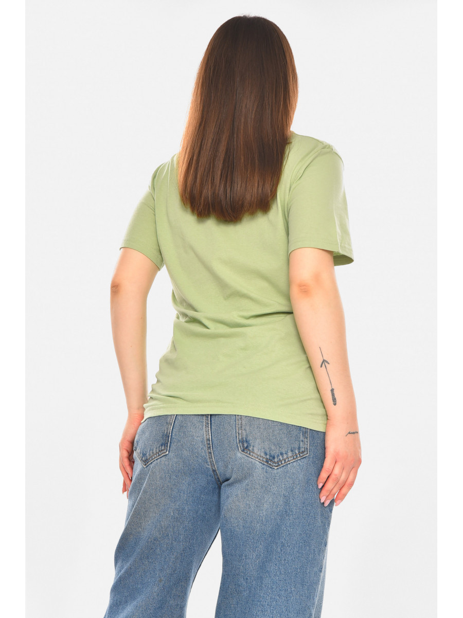 Футболка женская мятного цвета с принтом 93128 210438C