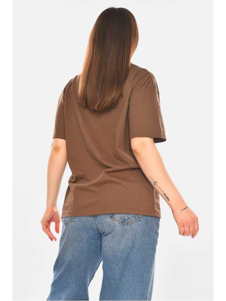 Футболка женская коричневого цвета с принтом 93128 210439C