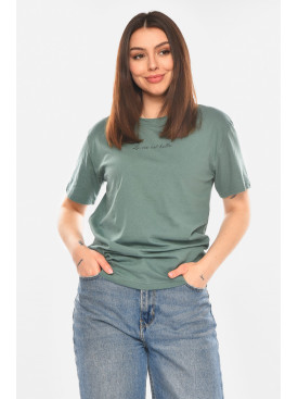 Футболка женская зеленого цвета с принтом 93128 210441C