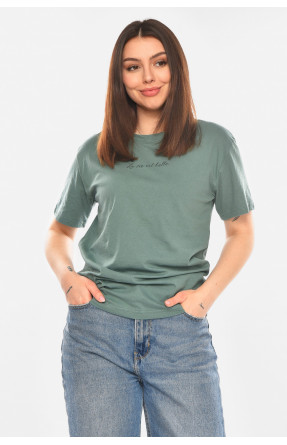 Футболка женская зеленого цвета с принтом 93128 210441C