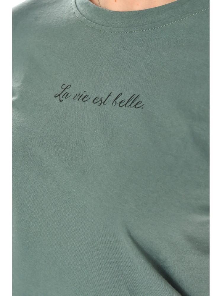 Футболка женская зеленого цвета с принтом 93128 210441C