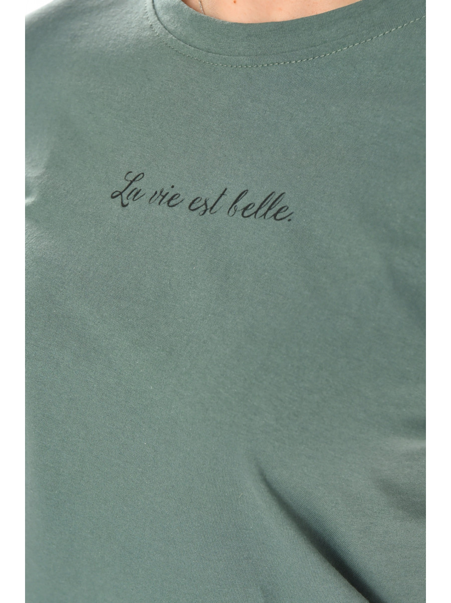 Футболка женская зеленого цвета с принтом 93128 210441C