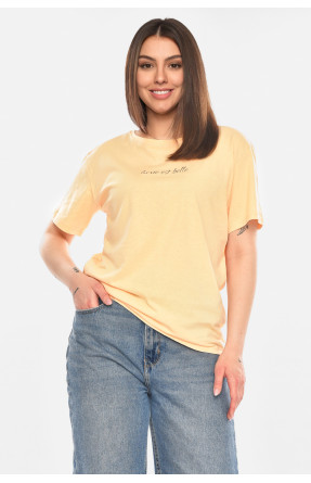 Футболка женская персикового цвета с принтом 93128 210442C