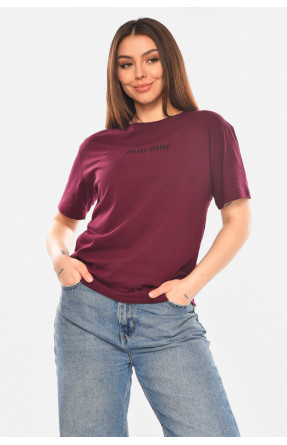 Футболка женская бордового цвета с принтом 93128 210443C