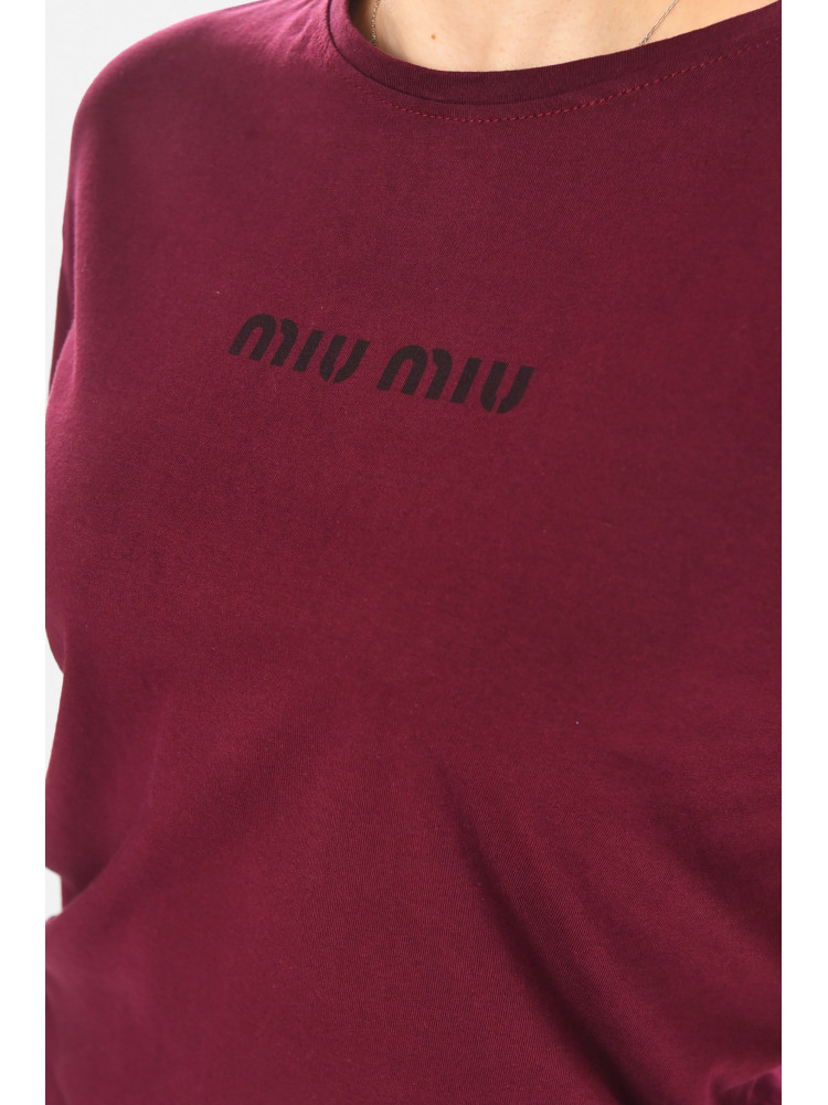 Футболка женская бордового цвета с принтом 93128 210443C