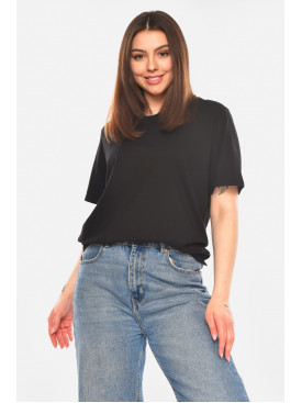 Футболка жіноча однотонна чорного кольору 93128 210444C