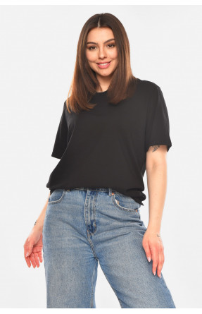Футболка женская однотонная черного цвета 93128 210444C