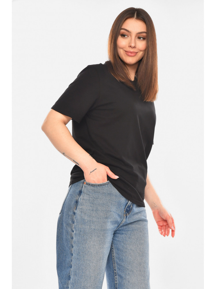 Футболка женская однотонная черного цвета 93128 210444C