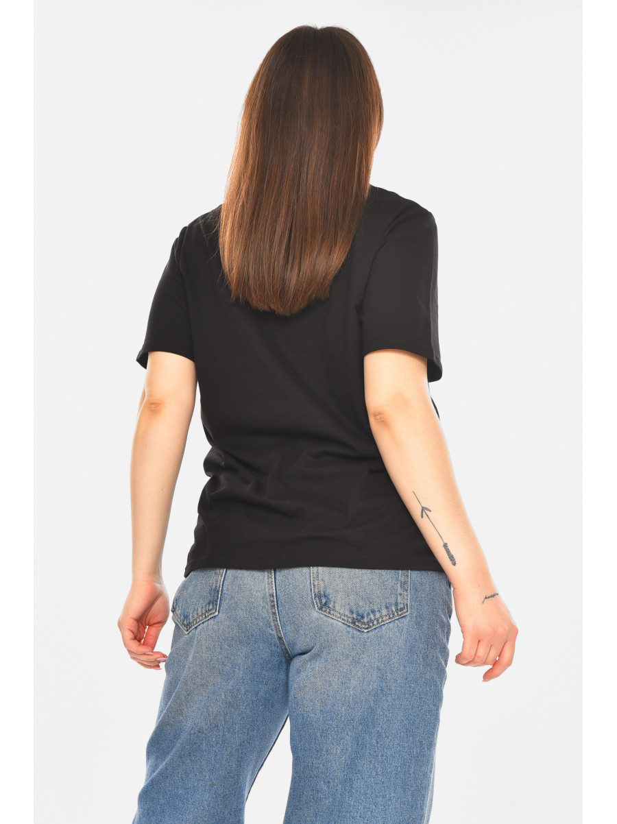 Футболка женская однотонная черного цвета 93128 210444C