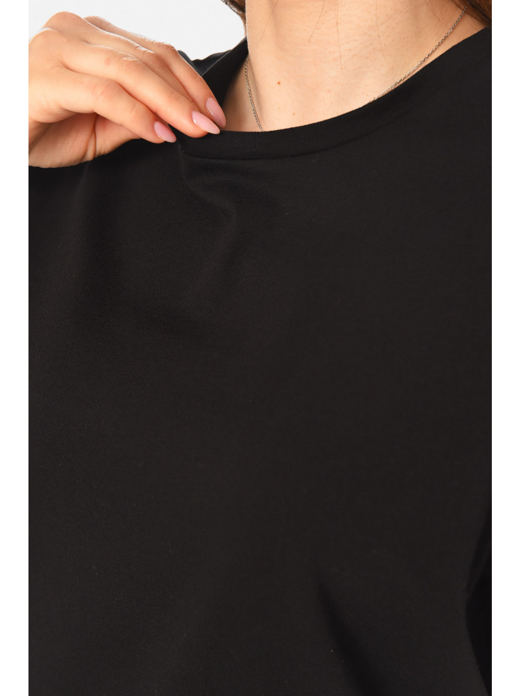 Футболка женская однотонная черного цвета 93128 210444C