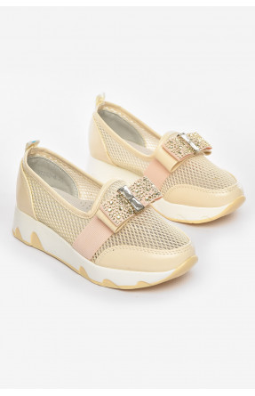 Туфли-лоферы детские для девочки бежевого цвета 206-4 210458C