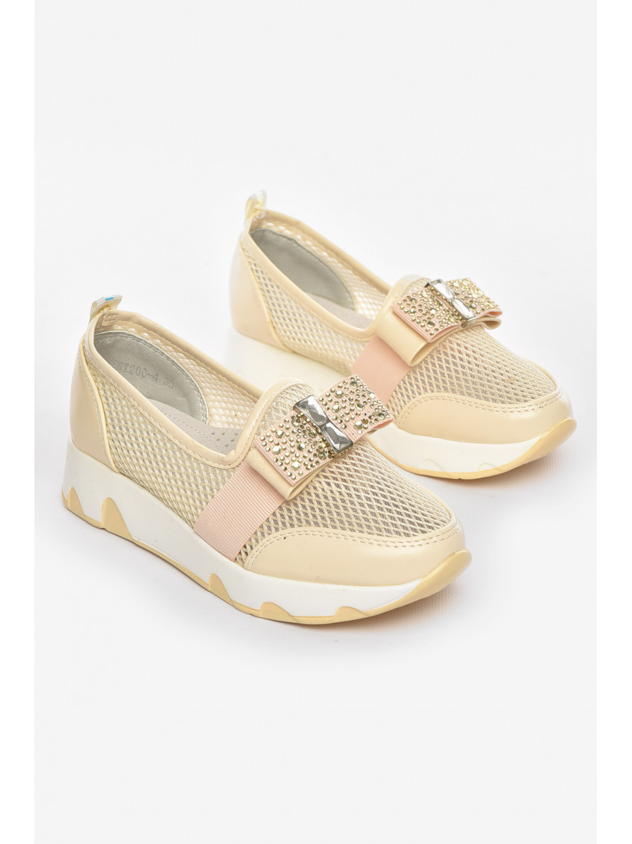 Туфли-лоферы детские для девочки бежевого цвета 206-4 210458C