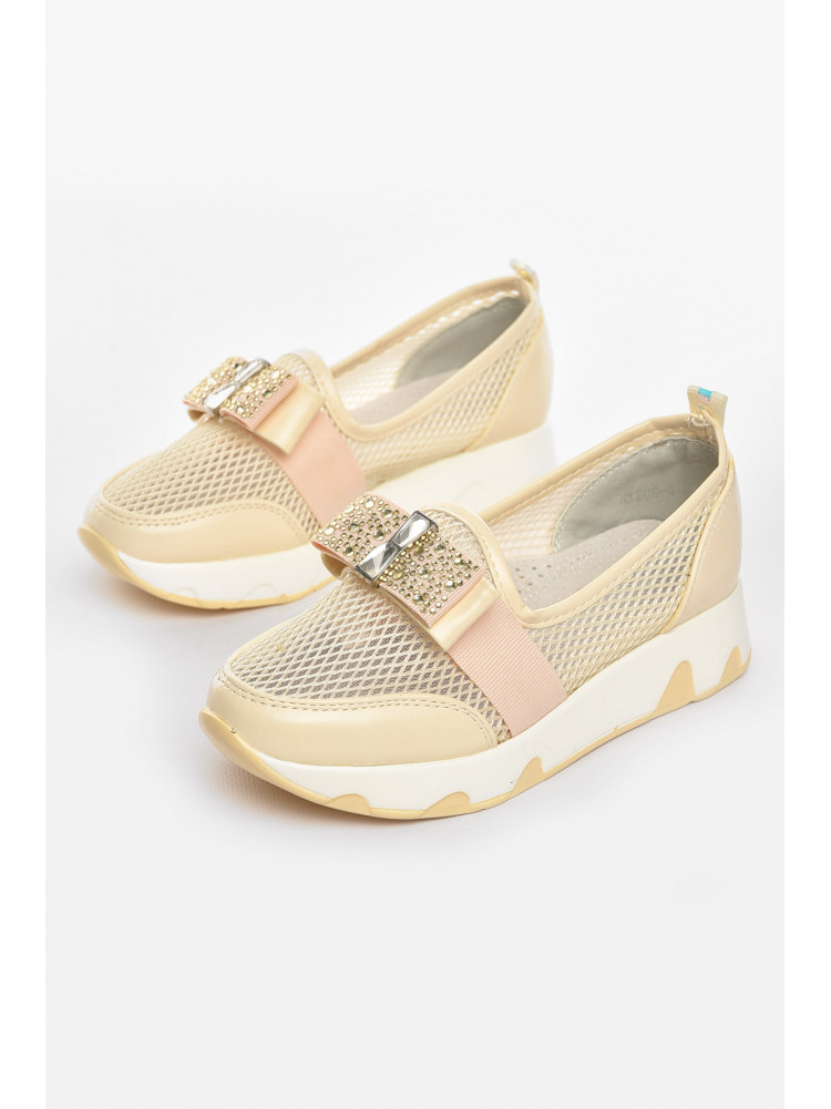 Туфли-лоферы детские для девочки бежевого цвета 206-4 210458C