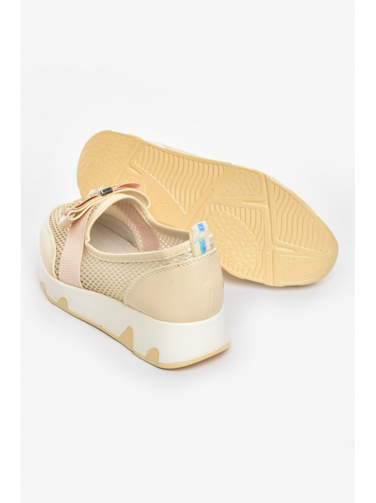 Туфли-лоферы детские для девочки бежевого цвета 206-4 210458C