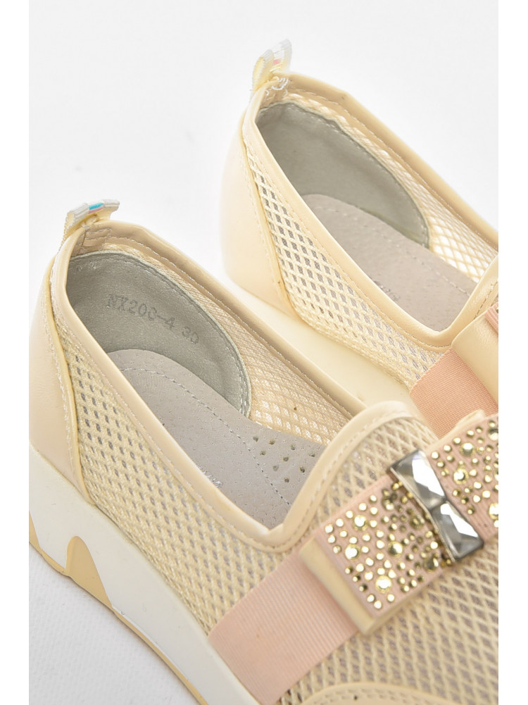 Туфли-лоферы детские для девочки бежевого цвета 206-4 210458C