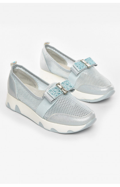 Туфли-лоферы детские для девочки голубого цвета 206-5 210460C