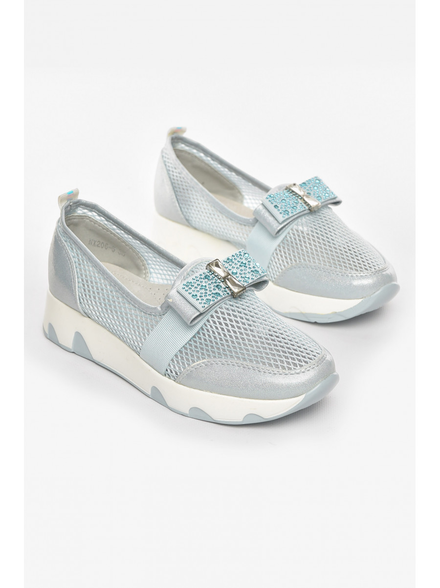 Туфли-лоферы детские для девочки голубого цвета 206-5 210460C