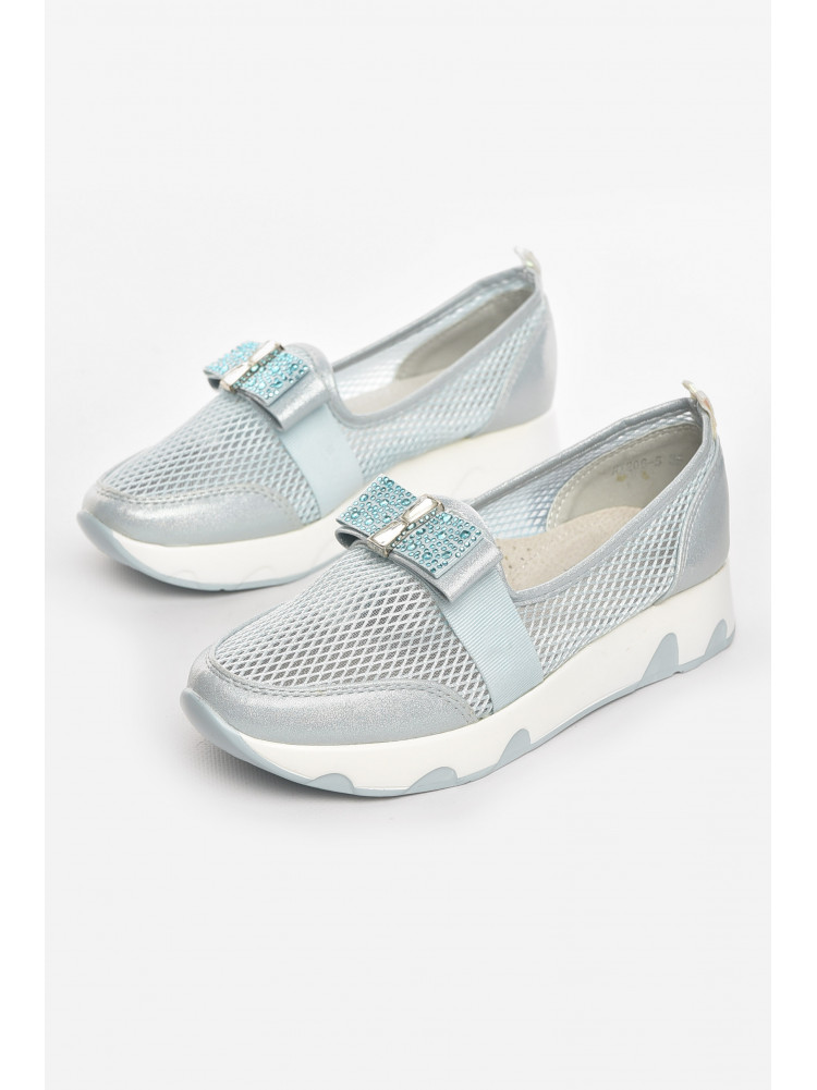 Туфли-лоферы детские для девочки голубого цвета 206-5 210460C