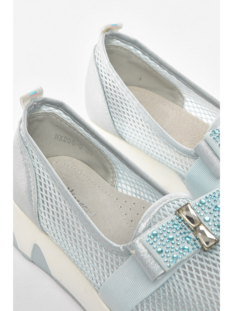 Туфли-лоферы детские для девочки голубого цвета 206-5 210460C