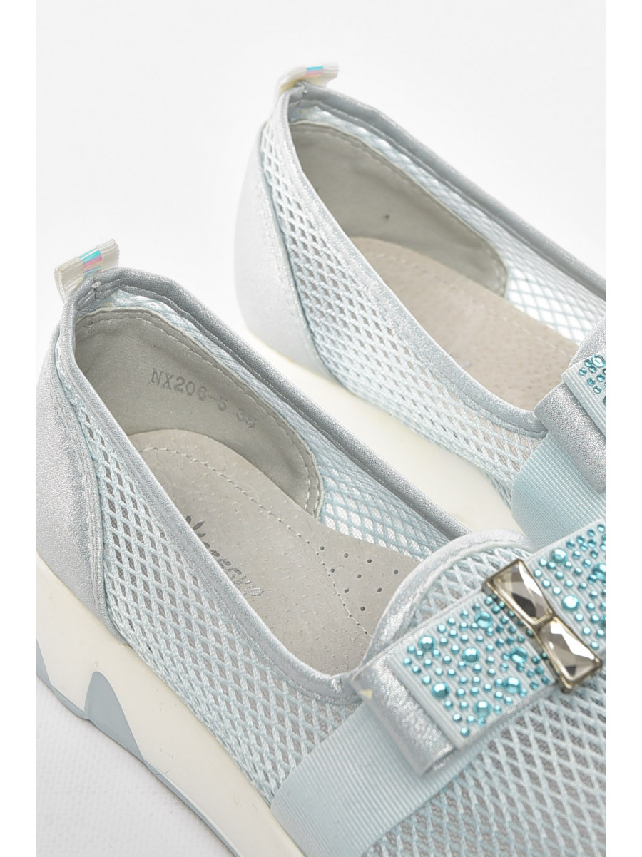 Туфли-лоферы детские для девочки голубого цвета 206-5 210460C