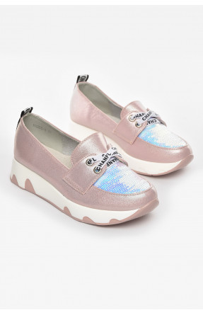 Туфли-лоферы детские для девочки пудрового цвета 205-3 210461C