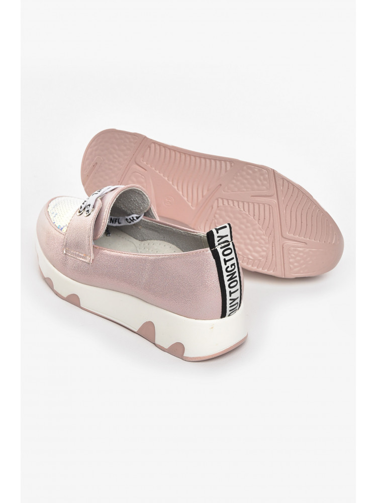 Туфли-лоферы детские для девочки пудрового цвета 205-3 210461C