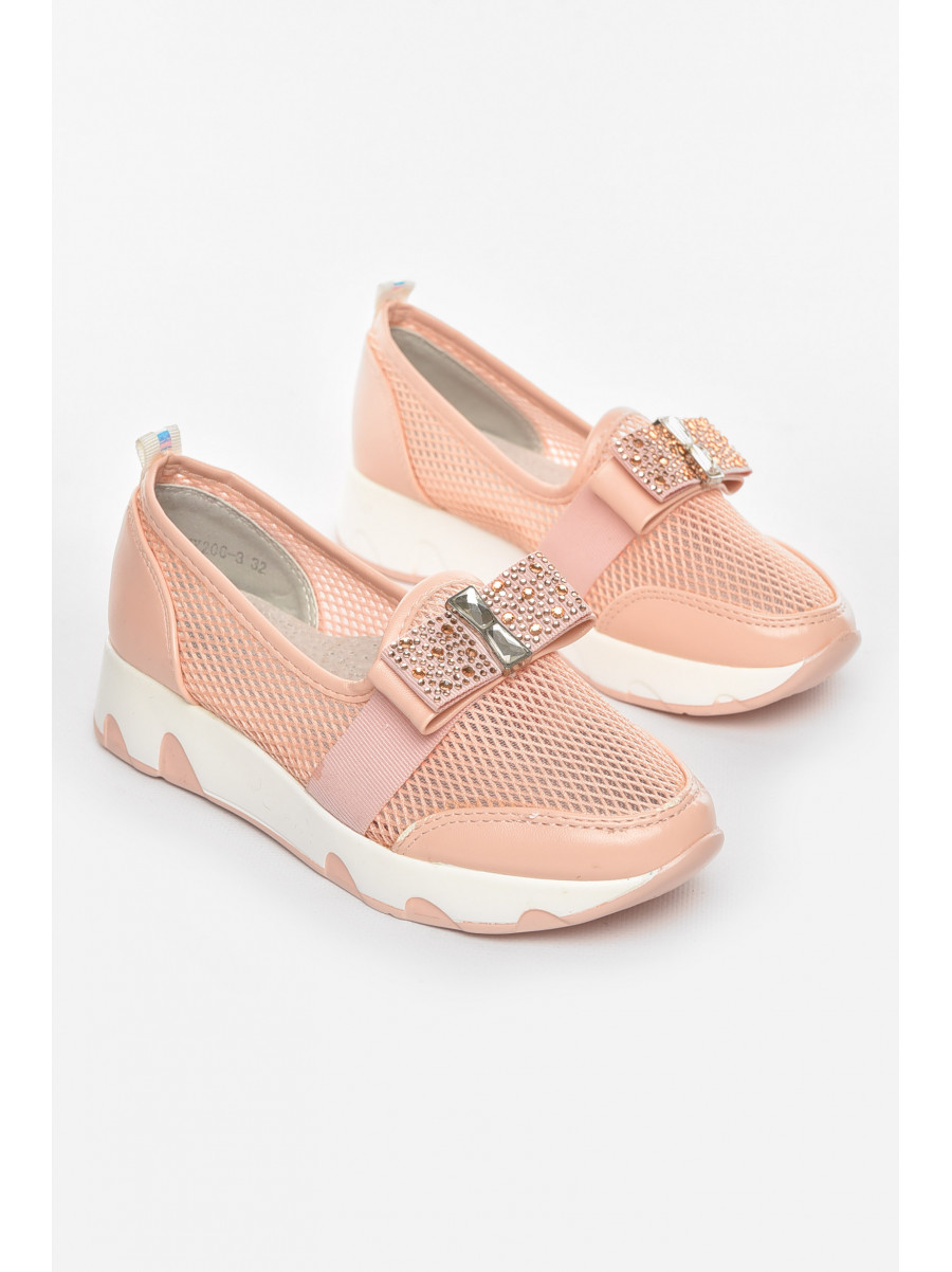 Туфли-лоферы детские для девочки пудрового цвета 206-3 210462C