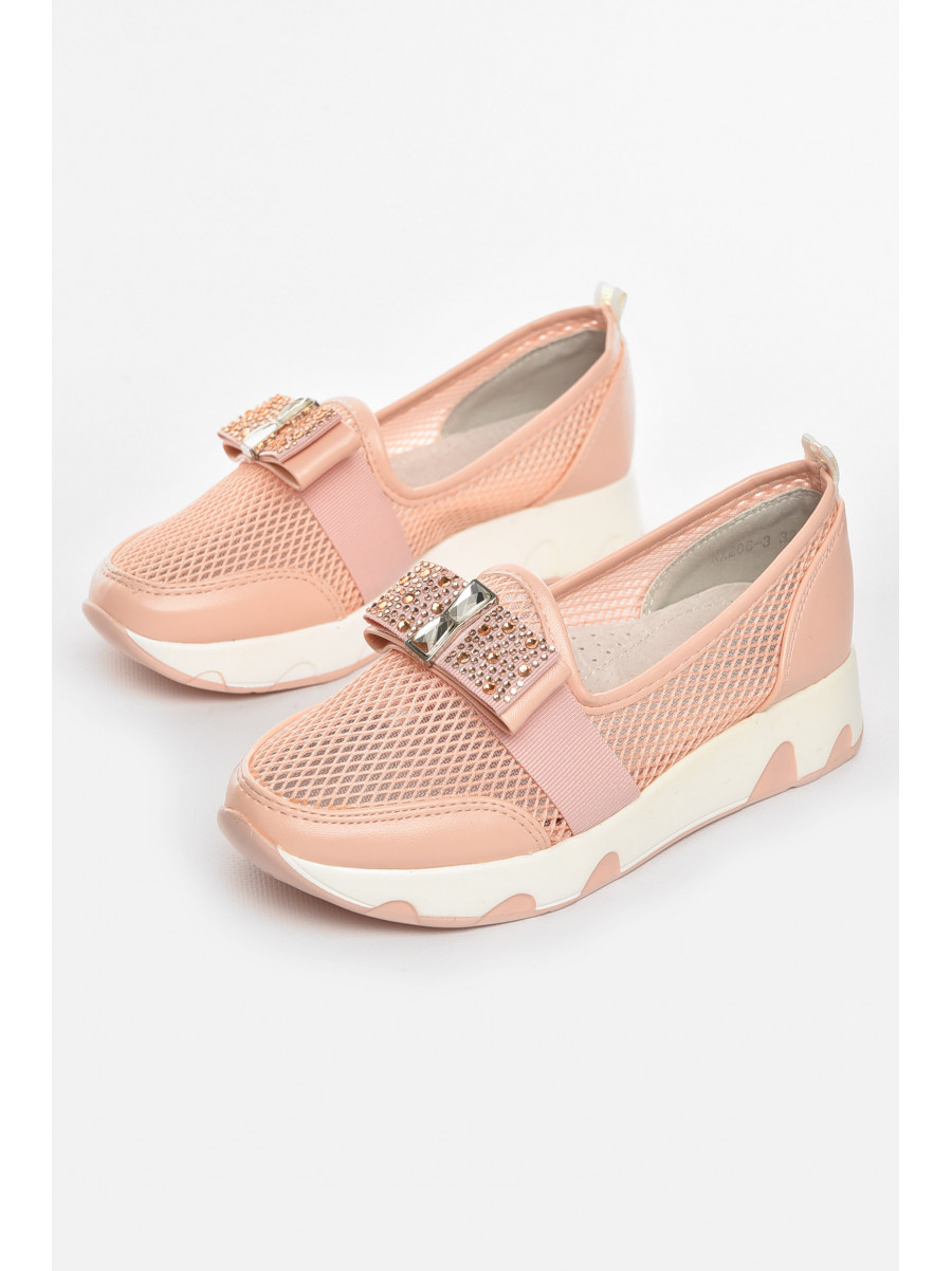 Туфли-лоферы детские для девочки пудрового цвета 206-3 210462C