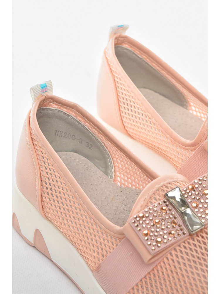 Туфли-лоферы детские для девочки пудрового цвета 206-3 210462C