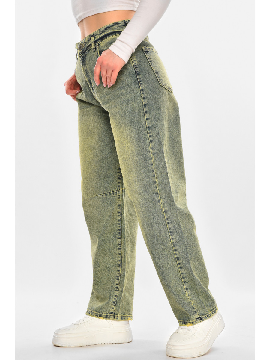 Джинсы женские однотонные зеленого цвета 001272 210471C
