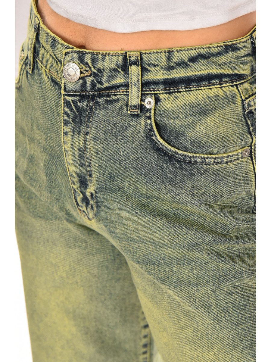 Джинсы женские однотонные зеленого цвета 001272 210471C