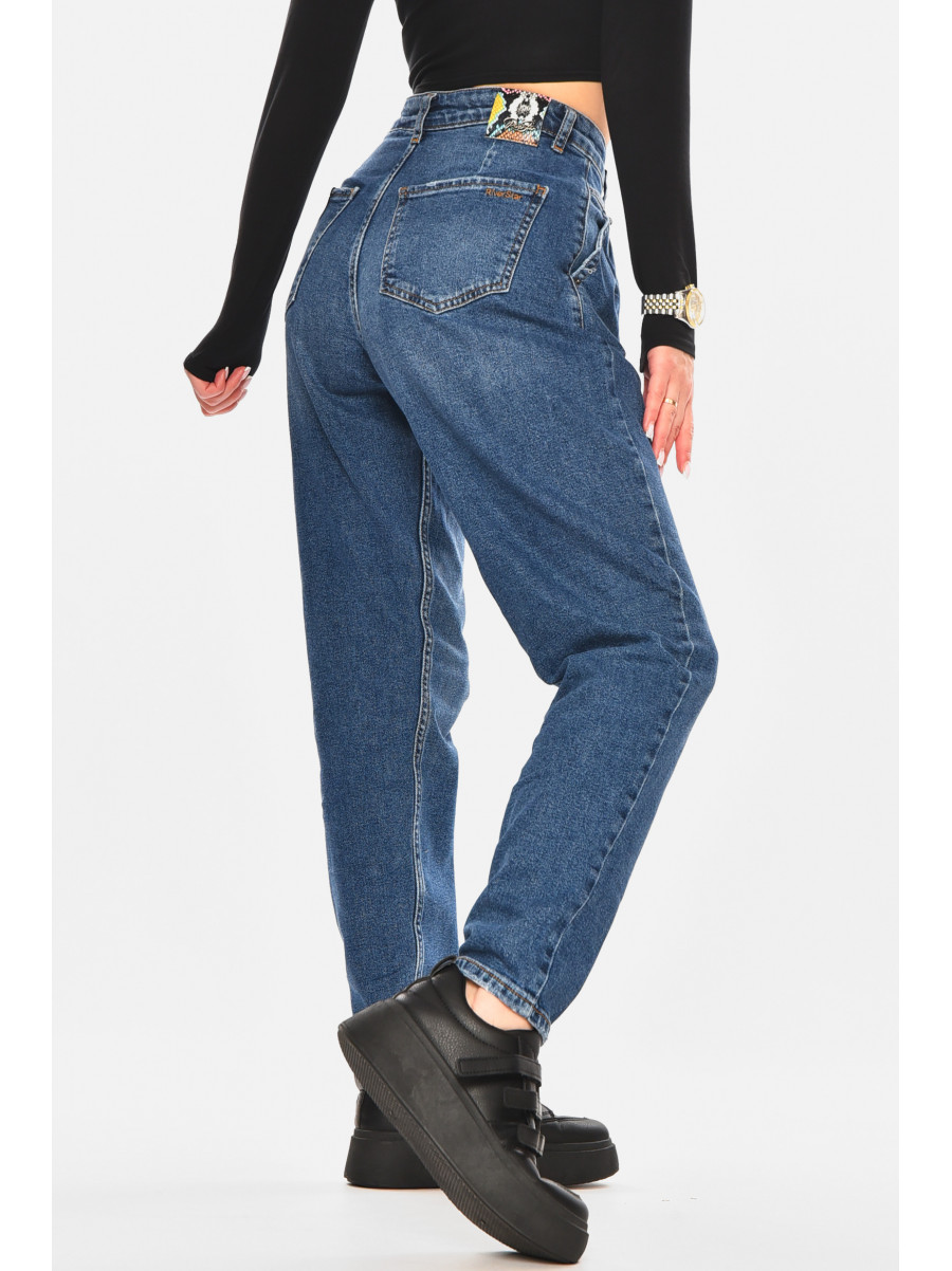 Джинси жіночі однотонні синього кольору 2571 210476C